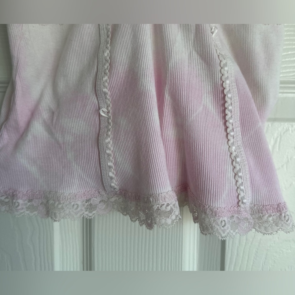 Vintage Cotton Ribbed Cropped Camisole w Lace trim - Picture 8 of 9